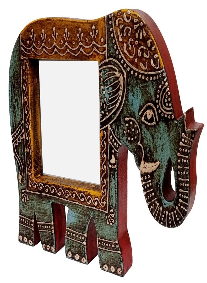 Purpledip Artistic Photoframe Wooden Elephant Shaped for 4x4 inch photo size Unique Indian souvenir (10989) - Image 3